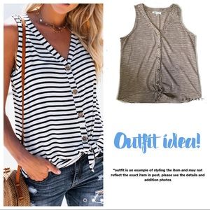 Tan striped sleeveless summer top
